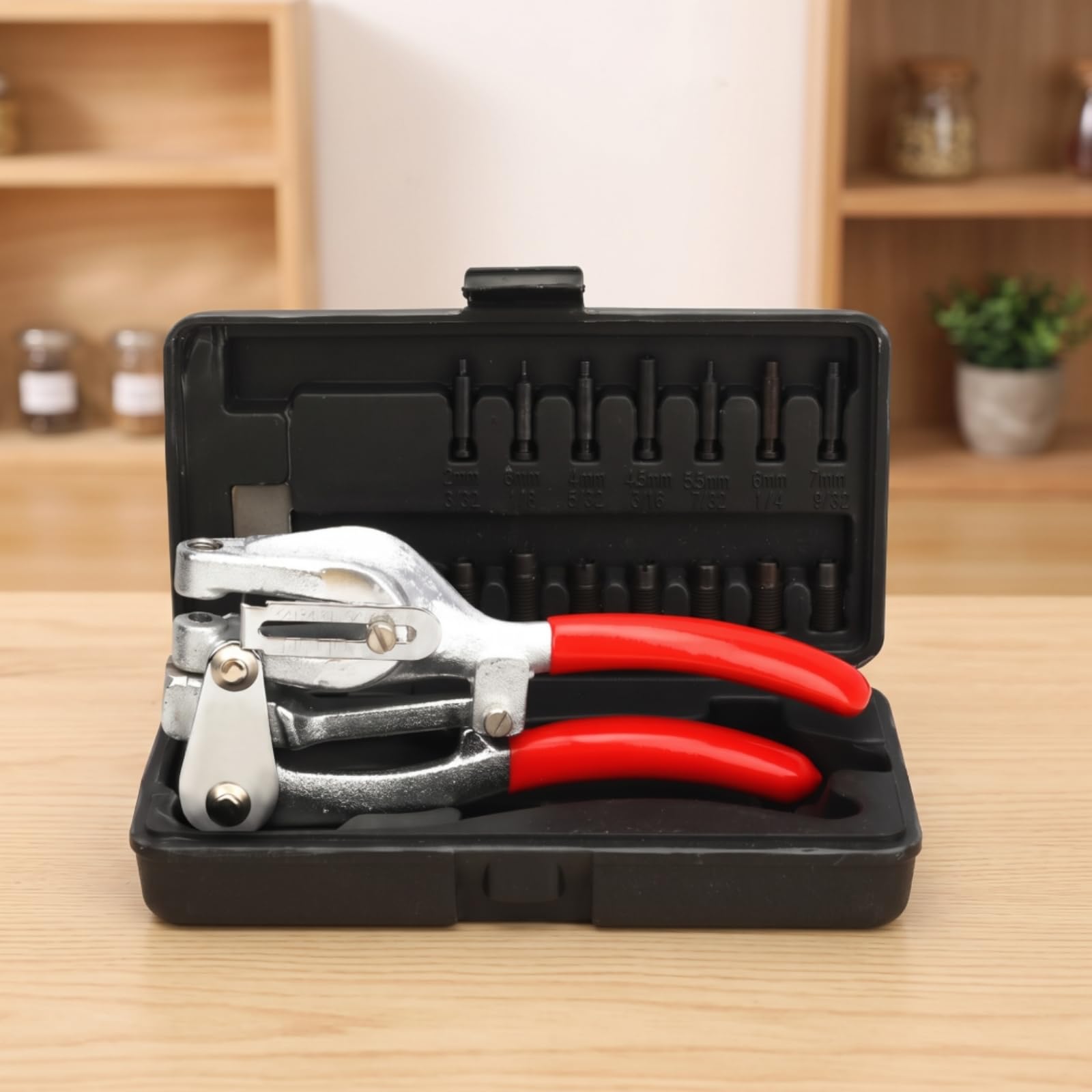 F Fityle Perforadora de Agujeros Manual Ajustable con Alicate Perforador Herramienta Perforadora y Kit de Perforación Estructura de Metal y Antideslizantes