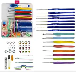 Kit de Crochê Completo 53 Peças com Agulhas Soft Ergonômicas, Tesoura e Acessórios – Estojo Organizador (16 agulhas)