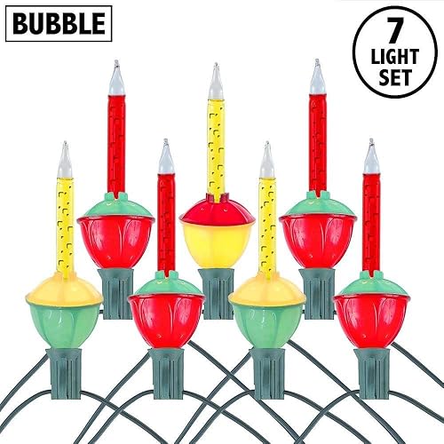 Miniatura 9 de Novelty Lights Juego de luces navideñas tradicionales de 7 luces, líquido transparente, 7 pies