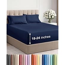 Extra Deep King Sheet Set - 4 Piece Breathable & Cooling Sheets - Navy Blue