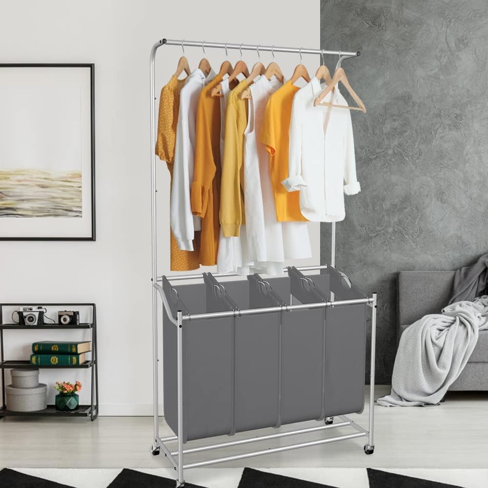 Laundry Sorter With Hanging Bar