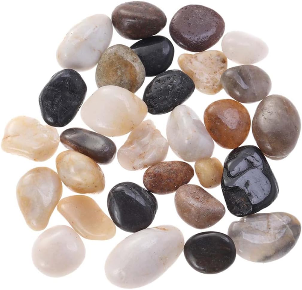 Natural Polished Rainflower Pebbles 1500g 2-3cm Natural River Rocks Aquarium Decorative Stones Fish Tank Gravel Garden Landscaping Rocks for Succulents and Potted Plants
