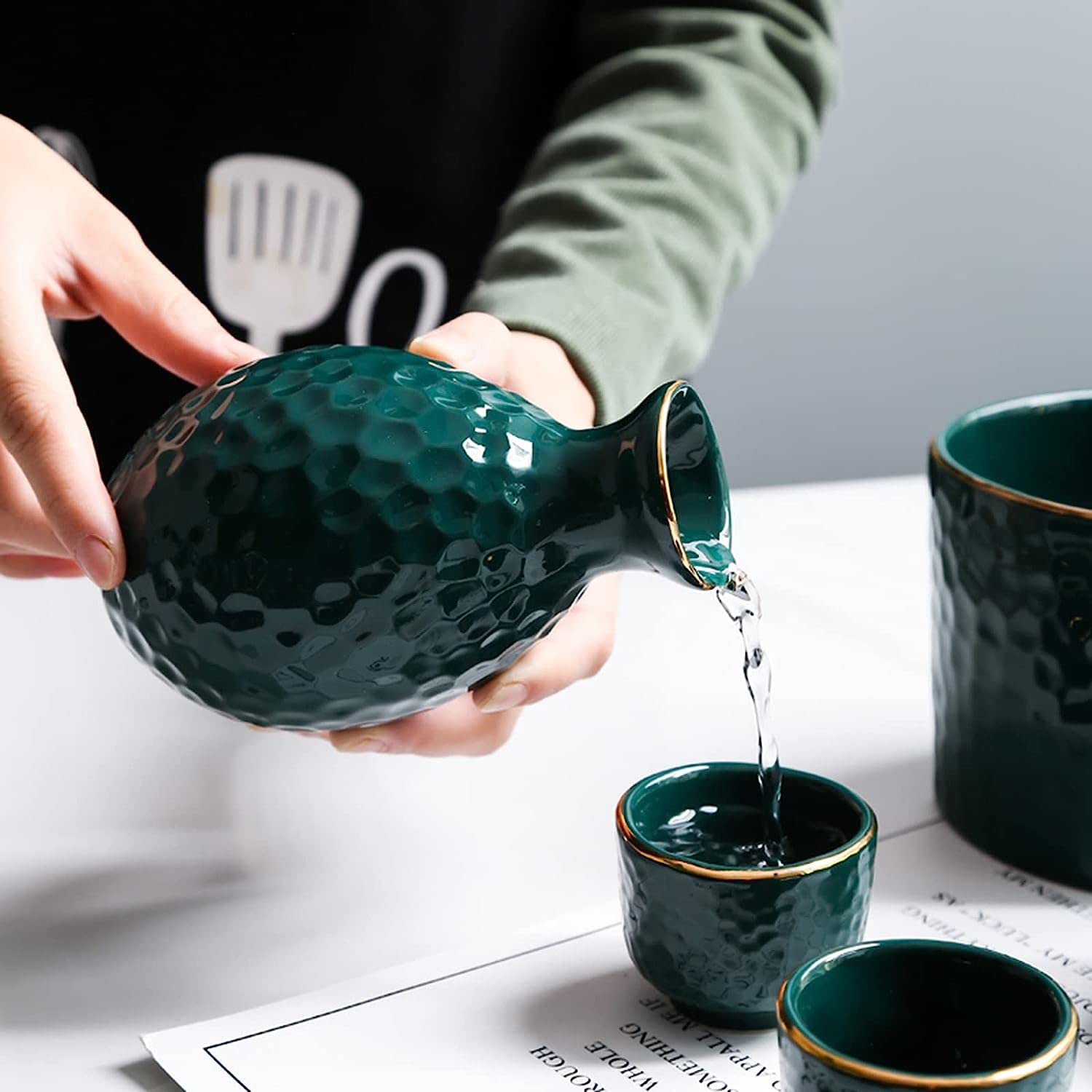 Zestaw Do Sake Japoński Zestaw Do Sake Z Podgrzewaczem I Kubkami Do Sake Tradycyjny Kubek Do Sake Karafka Do Serwowania Porcelana Ceramika Wyroby Ceramiczne Kieliszki Do Wina 6 Szklanek, 4 Szklanki,