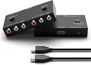 2 AV to HDMI Switcher RCA to HDMI Converter Video and Audio Transmission Converter Support 720P/1080P(30HZ/60HZ) for WII N64 PS1 PS2 PS3 VHS VCR DVD Players