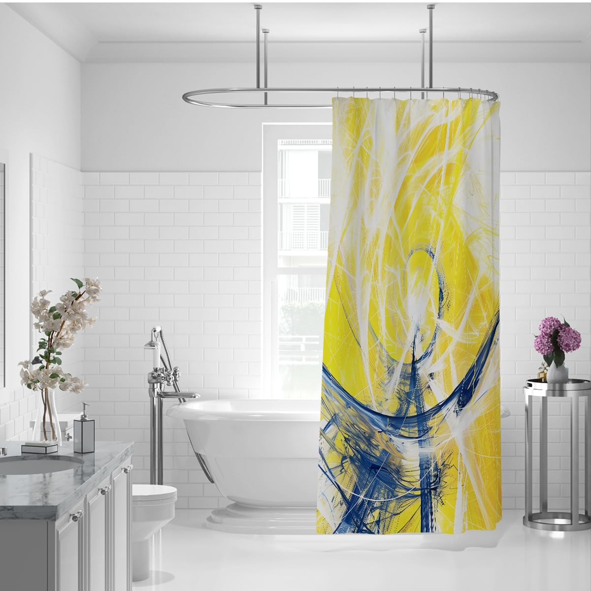 Rideau de Douche Lignes futuristes contemporaines W220xL180 cm