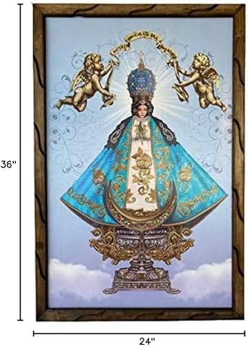 Virgen De San Juan De Los Lagos Imagen en Cuadro Rùstico De Madera 36x24 Pulgadas Marco Rústico De Madera Nuestra Señora de San Juan de los Lagos,