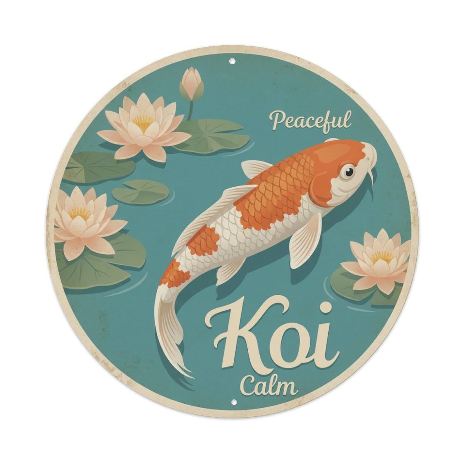 Koi Fish Peaceful Calm Serene Waters Tranquil Quiet Still Metal Tin Sign
