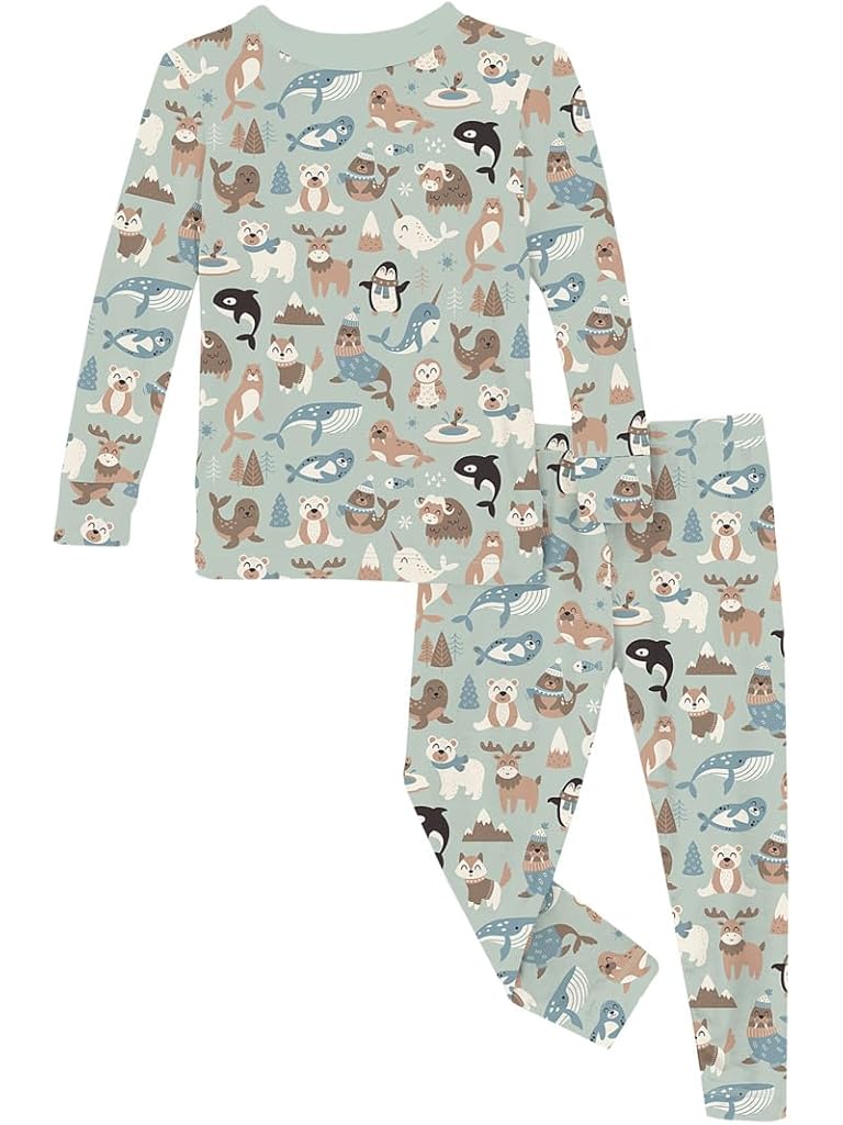 Multi Kickee Pants Print Long Sleeve Pajama Set (Toddler/Little Kids/Big Kids)