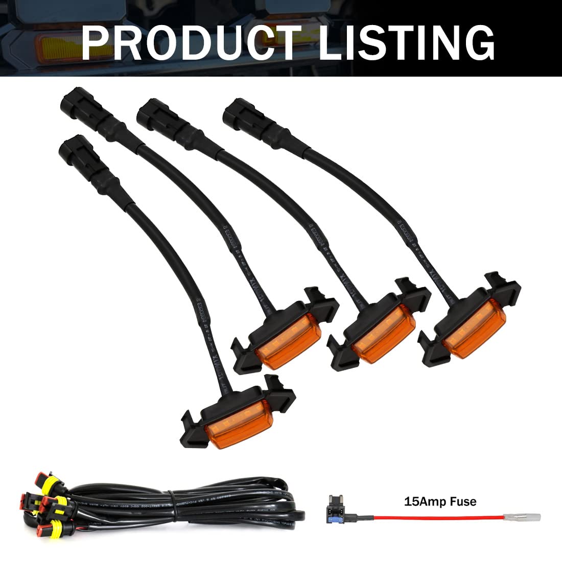 AFOGGEST Amber LED Grille Lights For Tacoma TRD Pro 2016-2022, 4Pcs OEM Front Grill Light Kit with Wire Harness And Fuse