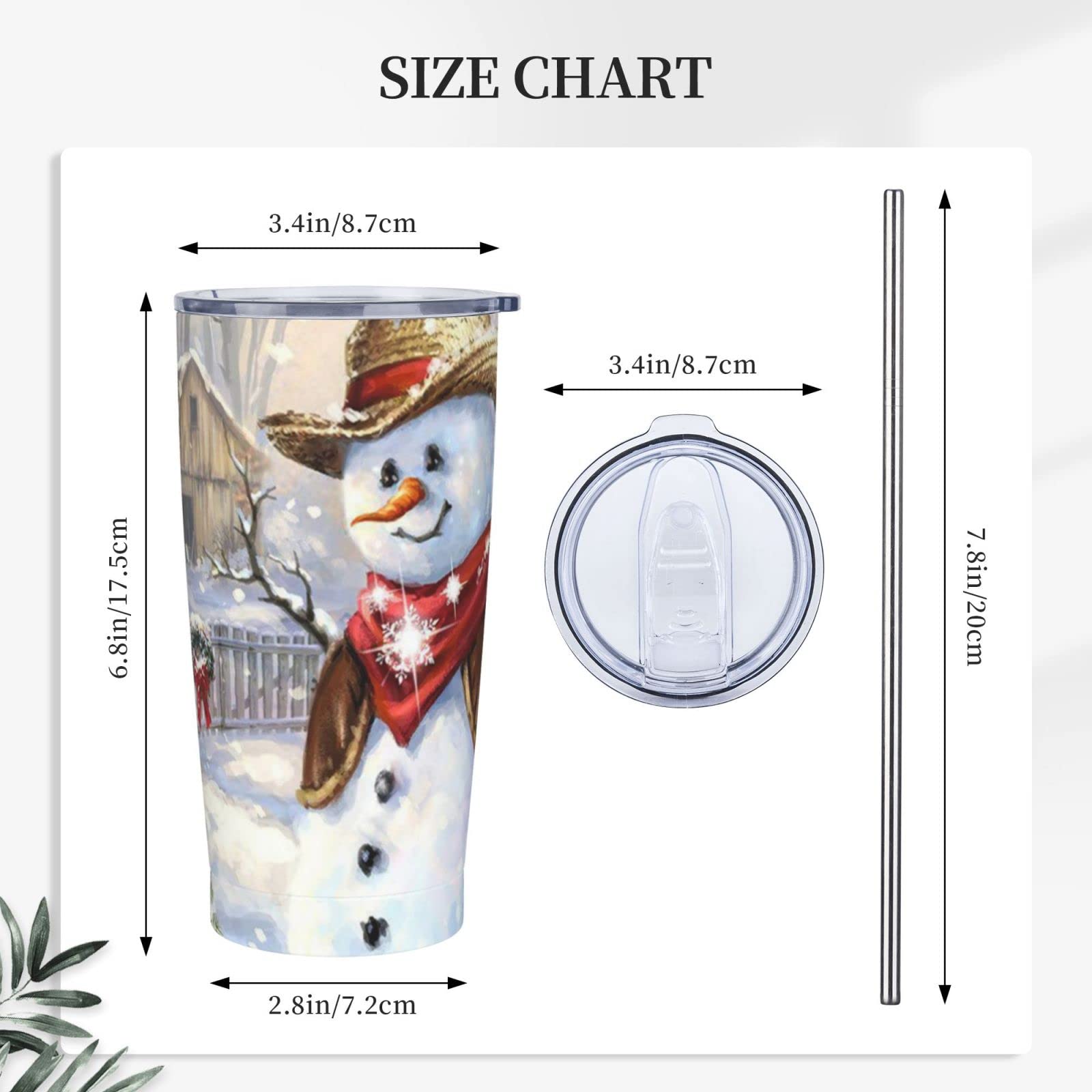 Isolierbecher Aus Edelstahl 590 Ml – Motiv 'Schneemann', Mit Deckel, Strohhalm & Bürste, Perfekt Als Weihnachtsgeschenk