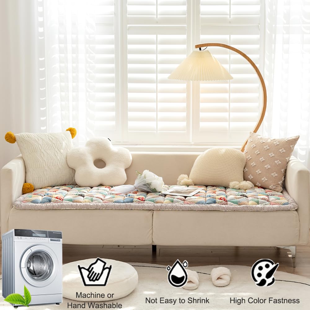 Awjcsv Cotton Sofa Cover, Non Slip Couch Cover for Dogs Washable for 3 Cushion Couch Sofa Pet Friendly (Gray, 27.6