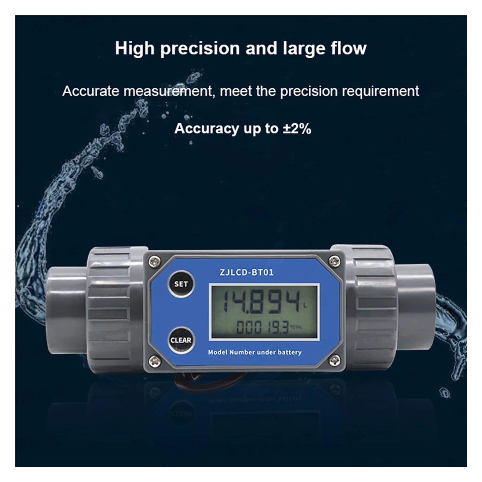 Durchflussmesser Digitaler Turbinen-Durchflussmesser, DN25-DN80 Elektronischer LCD-Digitalanzeige-Durchflussmesser for flüssiges Wasser for die Bewässerung von Bauernhöfen und Gärten(DN50)