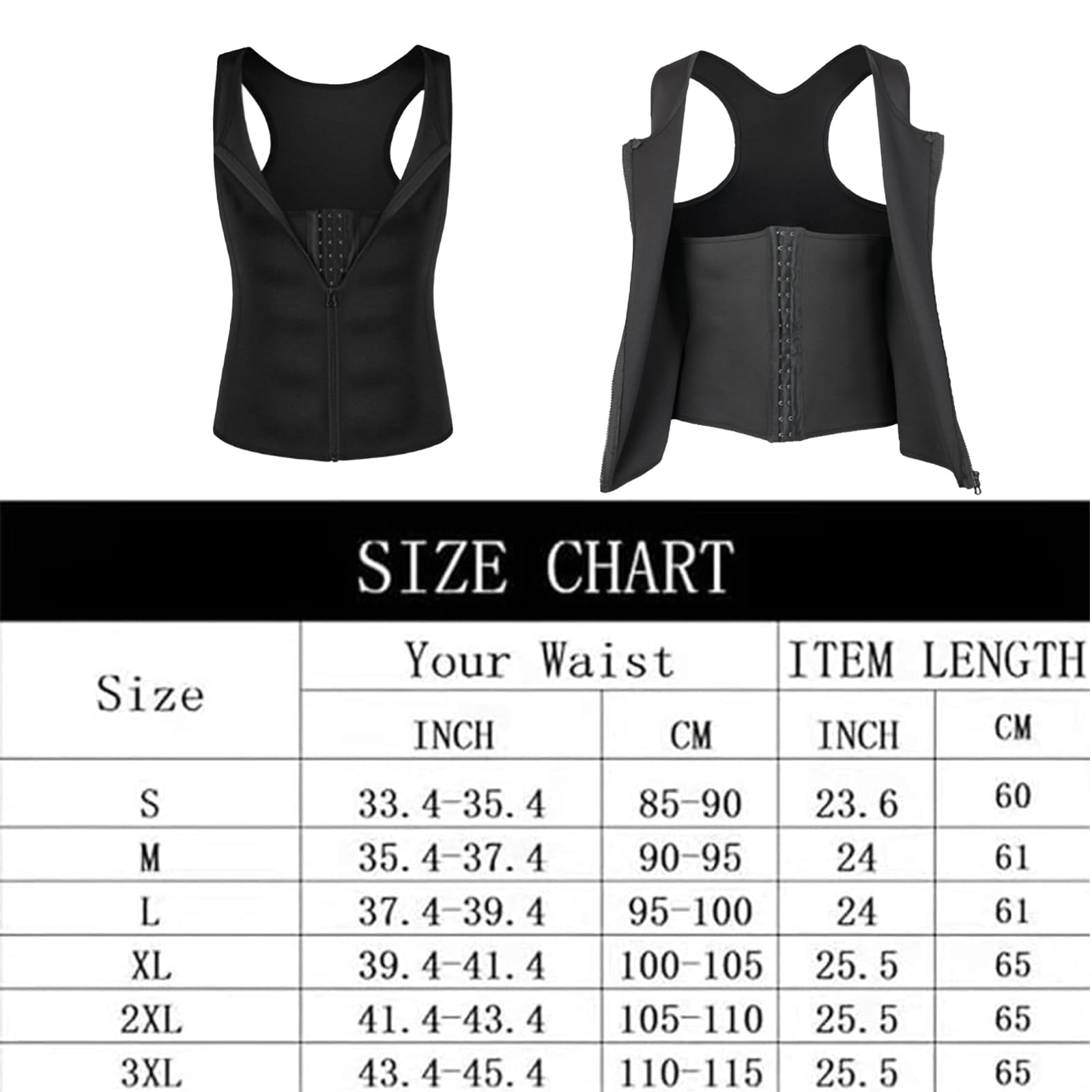 Men's Zipper Waist Trainer Trimmer Vest, Sweat Compression Tank Top, Men Sauna Vest Sweat Waist Trainer, Belly Fat Girdle