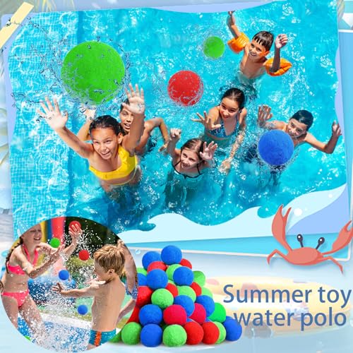 XIEXIESHER 40 Wiederverwendbare Wasserbälle, 30/40/50 Spritzbälle 5 cm, Wasserschlacht Bälle für Kinder und Erwachsene, Pool, Strandspielzeug, Trampolin, Wasserbomben, Sommerspaß im Freien