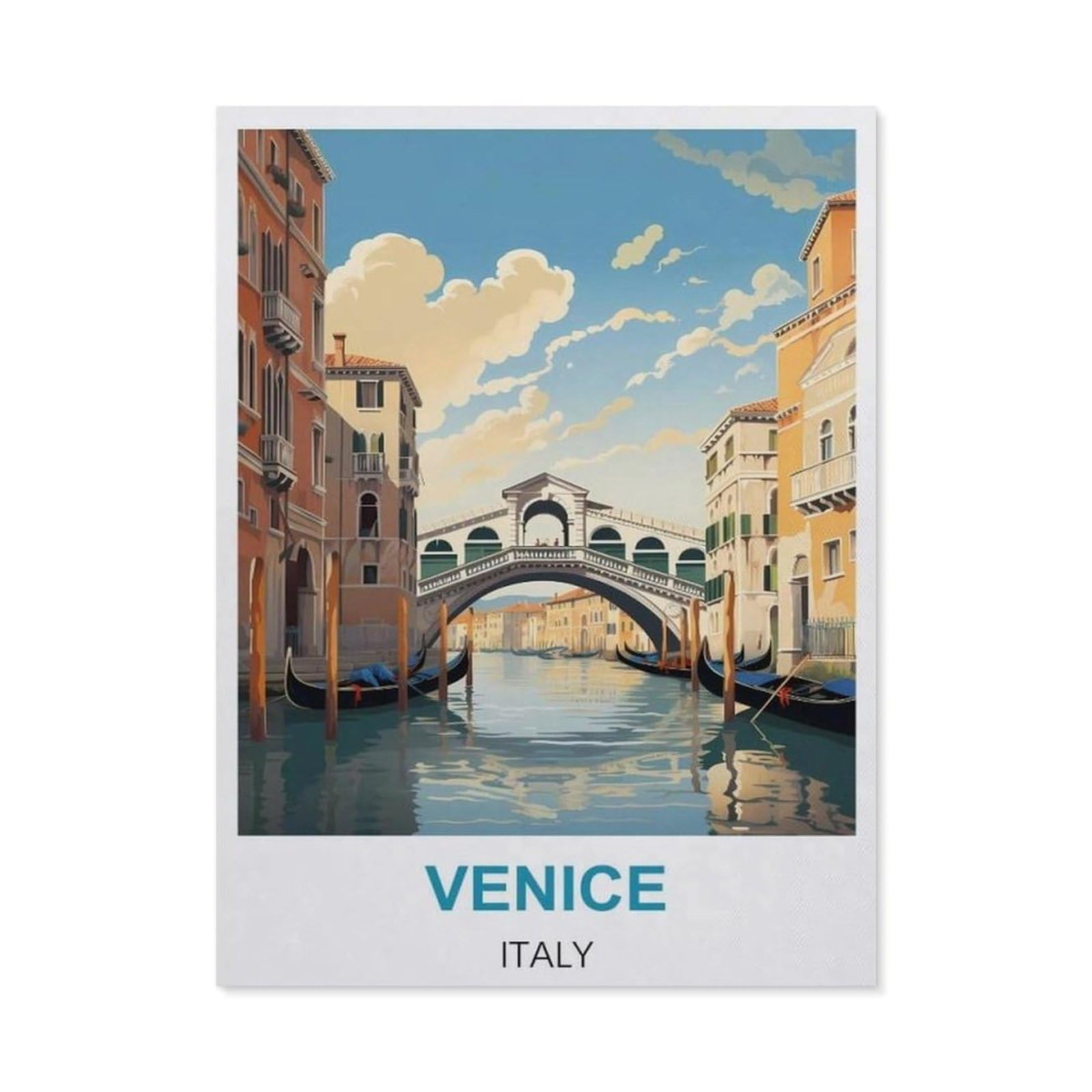 BEAYODKP 5D DIY Diamond Painting，Venice Italy Vintage Travel Posters，Art Living Room Wall Decoration Gift（40 x 50 cm/15.74 x 19.68 inches）-CA13