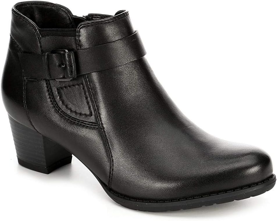Medicus Womens Maxi Leather Heeled Ankle Boot Shoes, Black, US 6