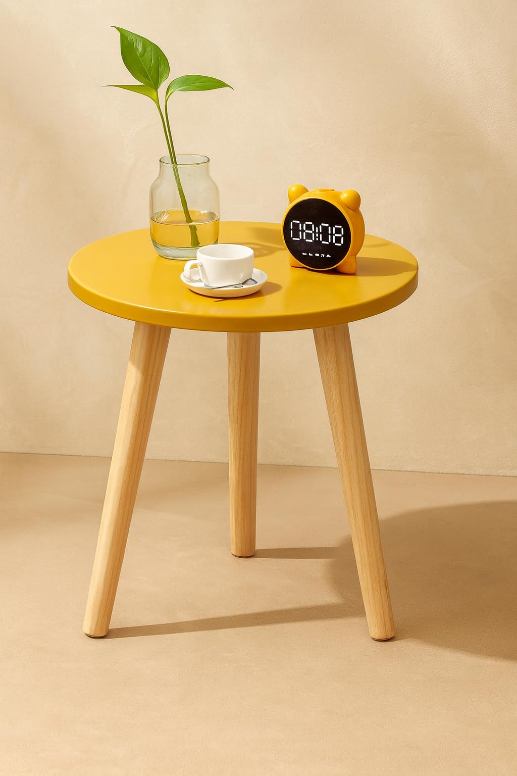 DAXTANAR Mid-Century Modern Planter Stand/Table, Gamla Stand (12" D x 13" H) | Indoor Plant Stands, Flower Pot Support Stool, Contemporary Home Decor Yellow-image-21