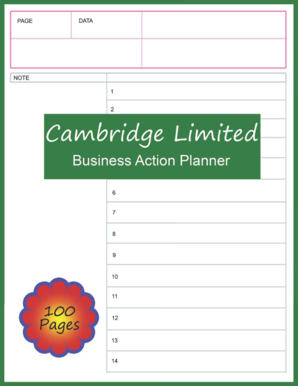 cambridge limited business action planner notebook: Cambridge Limited Business Notebook, 8.5 x 11" size 100 page , Wirebound, Action Planner, Black