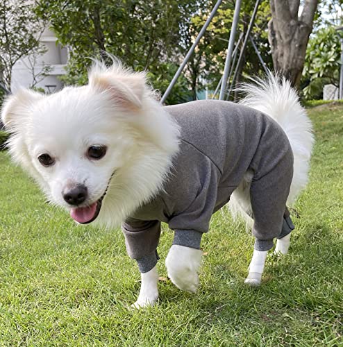 HuaLiSiJi Hundepyjama Kleine Hunde Schlafanzug,Elastisch und Bequem Weich und Warm Einfach an und Auszuziehen für Kleine und Mittelgroße Hunde Geeignet (XL, Grau)