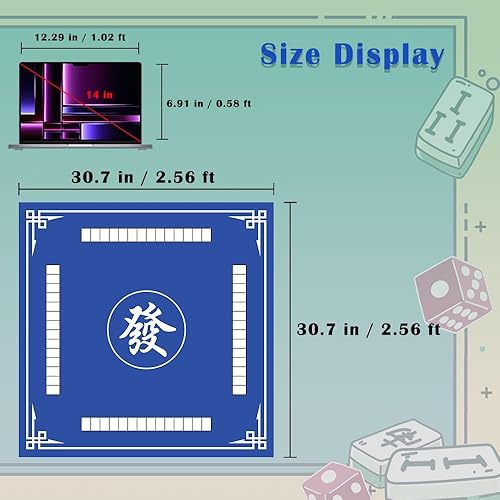 Miniatura 5 de Mahjong Mat, cubierta antideslizante para mesa de Mahjong con reducción de ruido, 2.56 pies x 2.56 pies de grosor, mantel Mahjong para juegos de