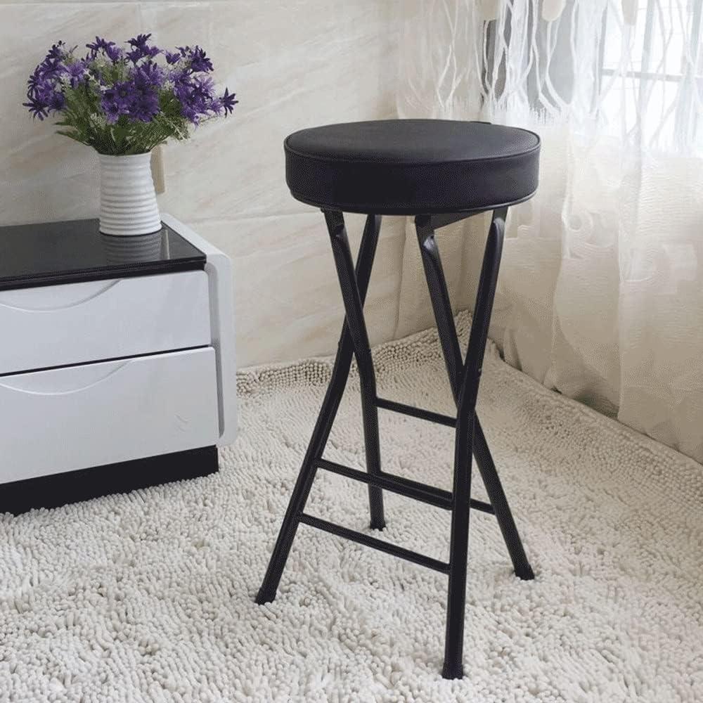 Foldable Round High Chair for Adults Compact White Folding Bar Stool Non Slip Office Stool for Kitchen(White)