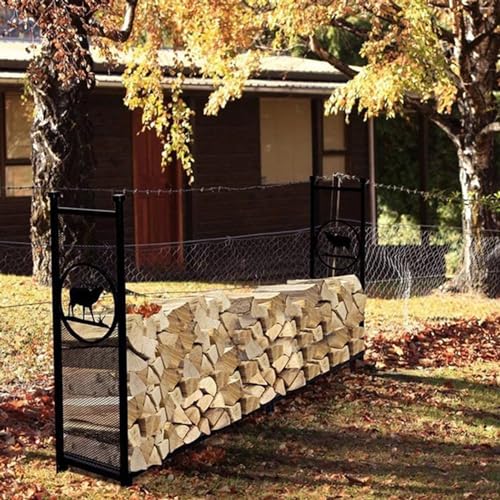 Support d'empilage de bûches XXL en fer forgé stable pour stocker le bois au sec