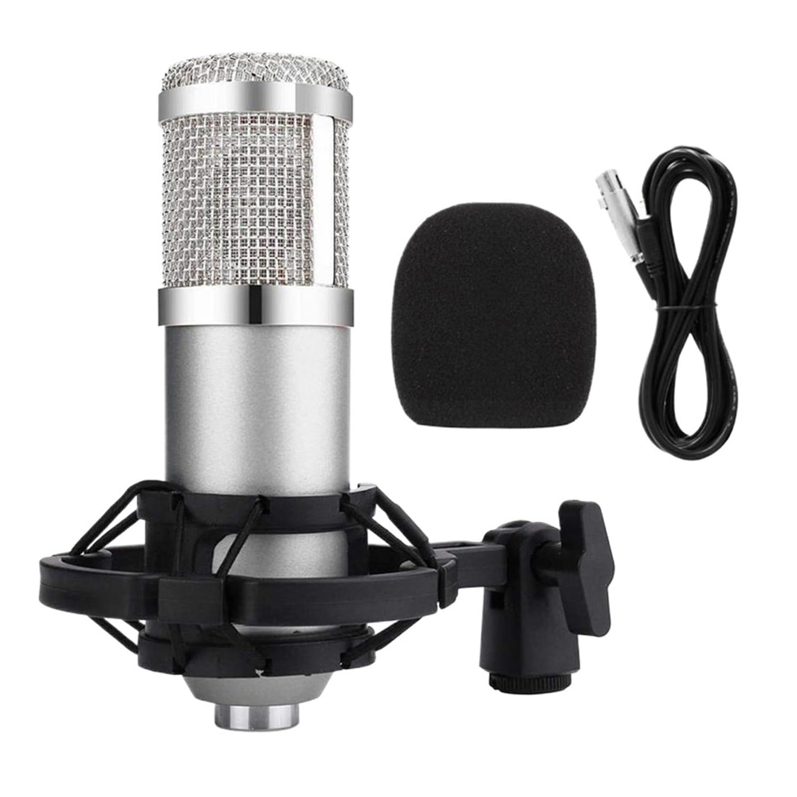 Profesjonalny Zestaw Mikrofonu Pojemnościowego Rejestrator Utworów Mikrofon Do Karaoke Przewodowy Klips Mocujący Wspornik Obsługa Głosowa Na Imprezę KTV Czysty OdbióR DźWięKu(Black)