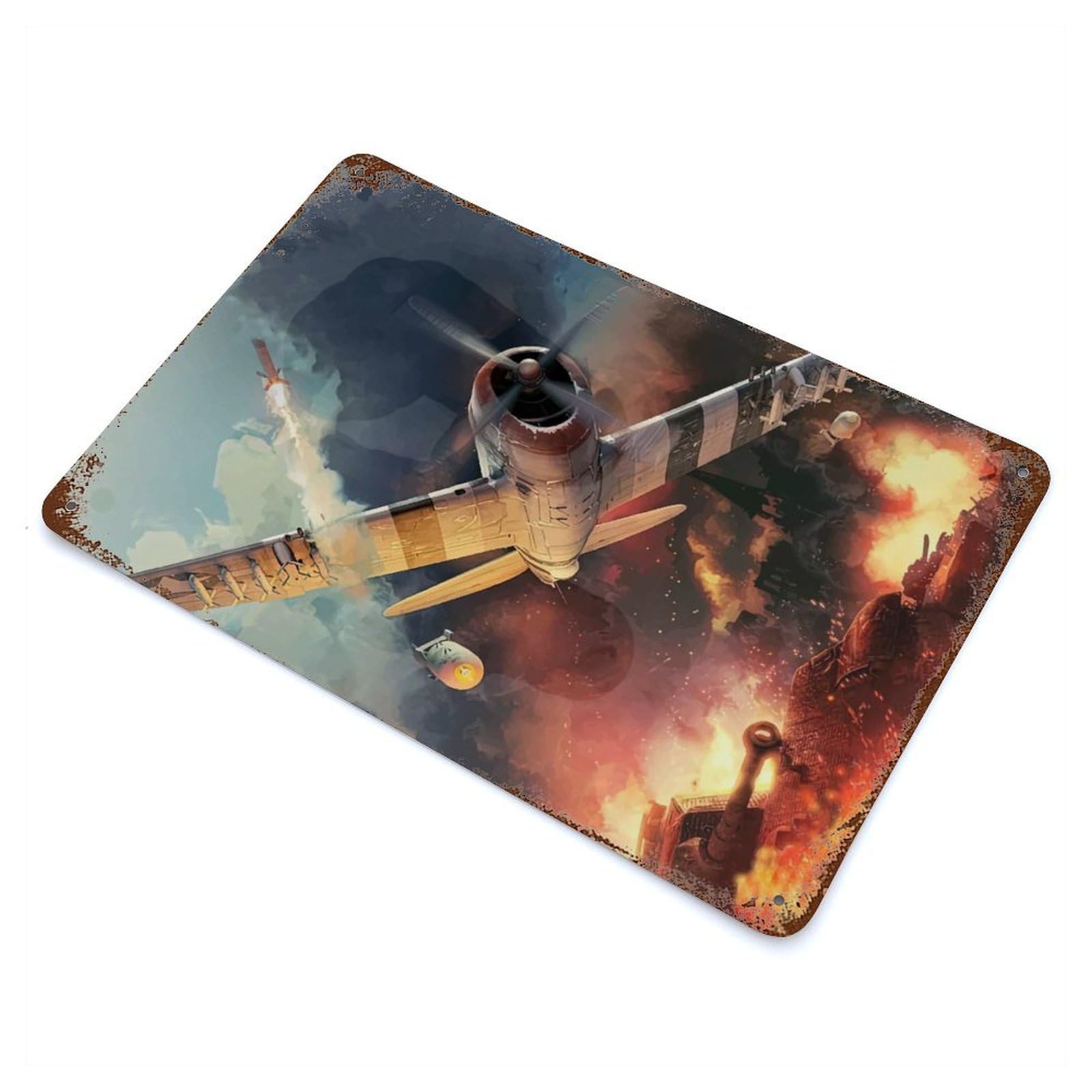 Decorative Tin Sign War Thunder 11.8"x7.9", Novelty Wall Decor for Shed, Workshop And Garage Wall Decor