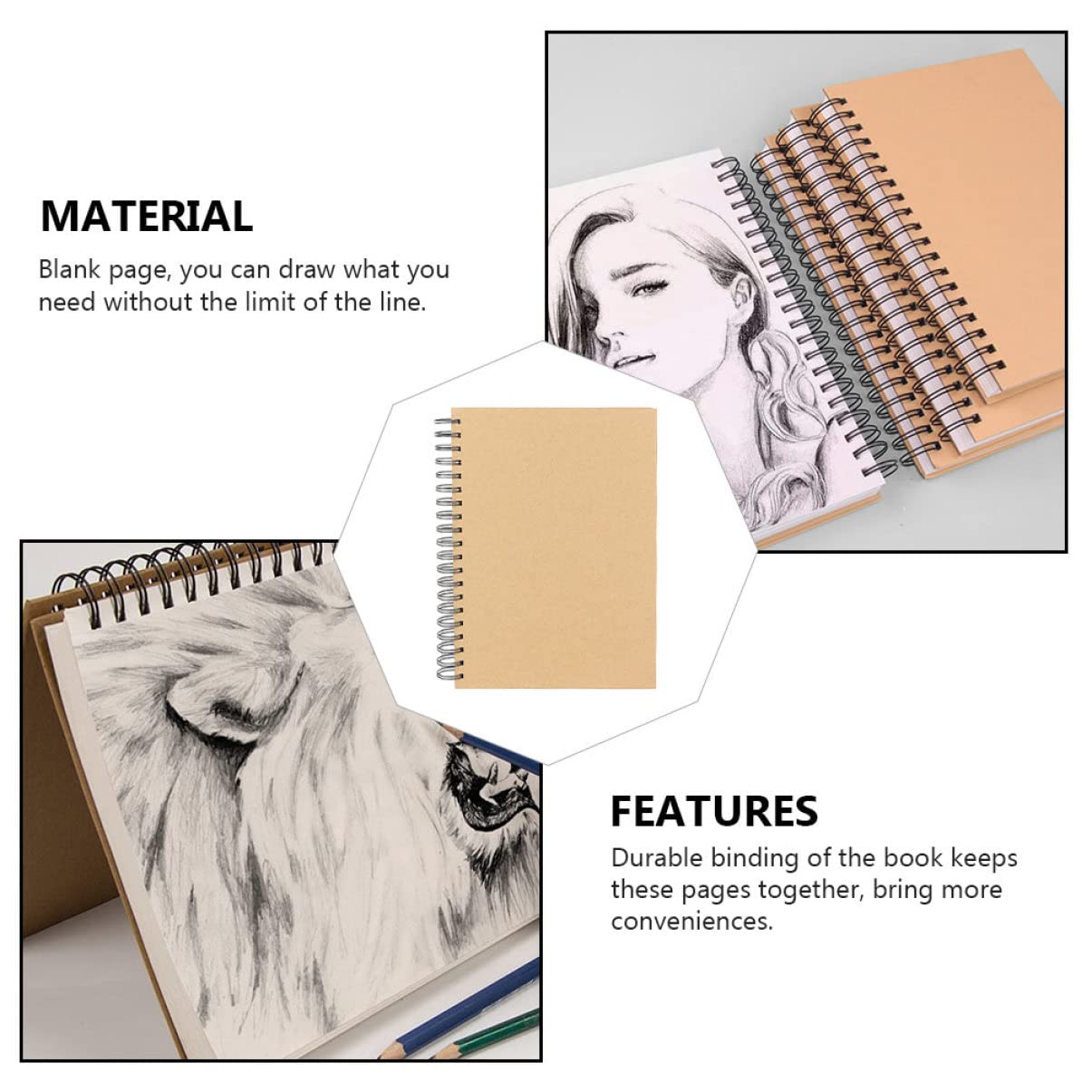 Angoily 1pezzi Libro da Disegno Spirale per Ragazza Album da Disegno Quaderno Portatile Leggero per Studenti Pittura e Schizzi