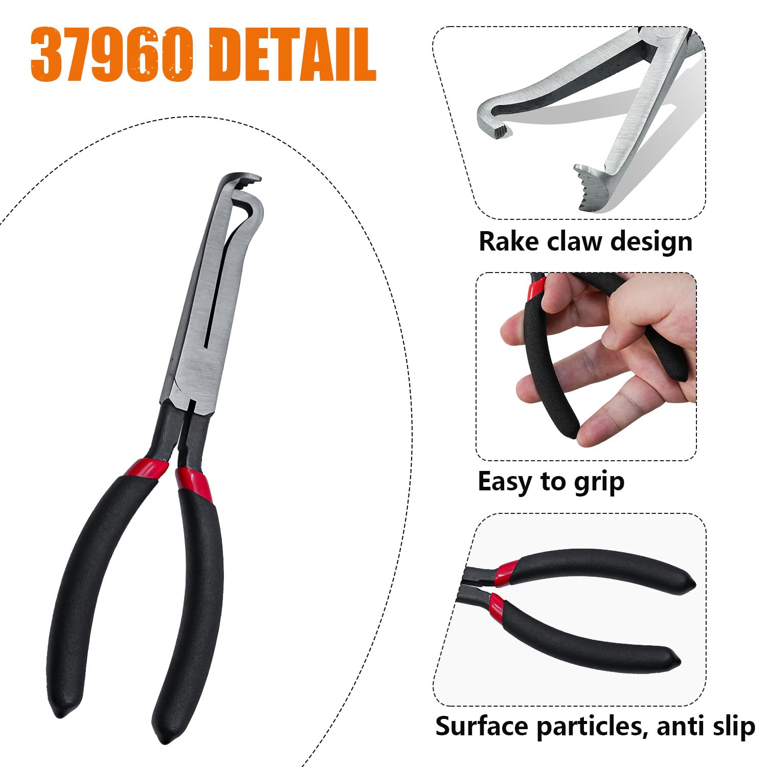 2 Pcs Electrical Disconnect Pliers 37960 37980 Automotive Electrical Connector Disconnect Pliers,Fuel Line Petrol Clip Pipe Pliers for Push Tab Style Plugs (1*Red60°+1*Red straight)