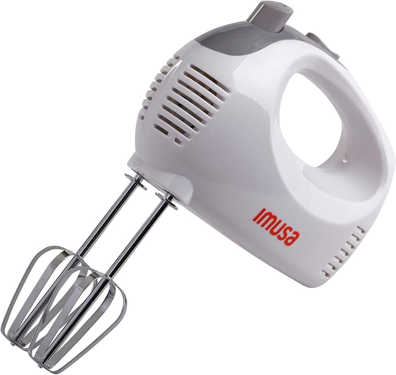 USA Hand Mixer with Case 5-Speed ,White, Small | Ideal for Mixing and Blending Tasks