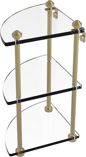 Allied Brass SB-6 Southbeach Collection - Estante esquinero de cristal de tres niveles, latón satinado