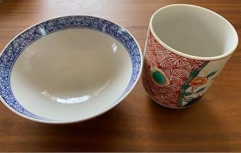 Amazon.co.jp: 有田焼 翠泉 染錦絵変り飯椀と湯呑み茶碗5客揃 木