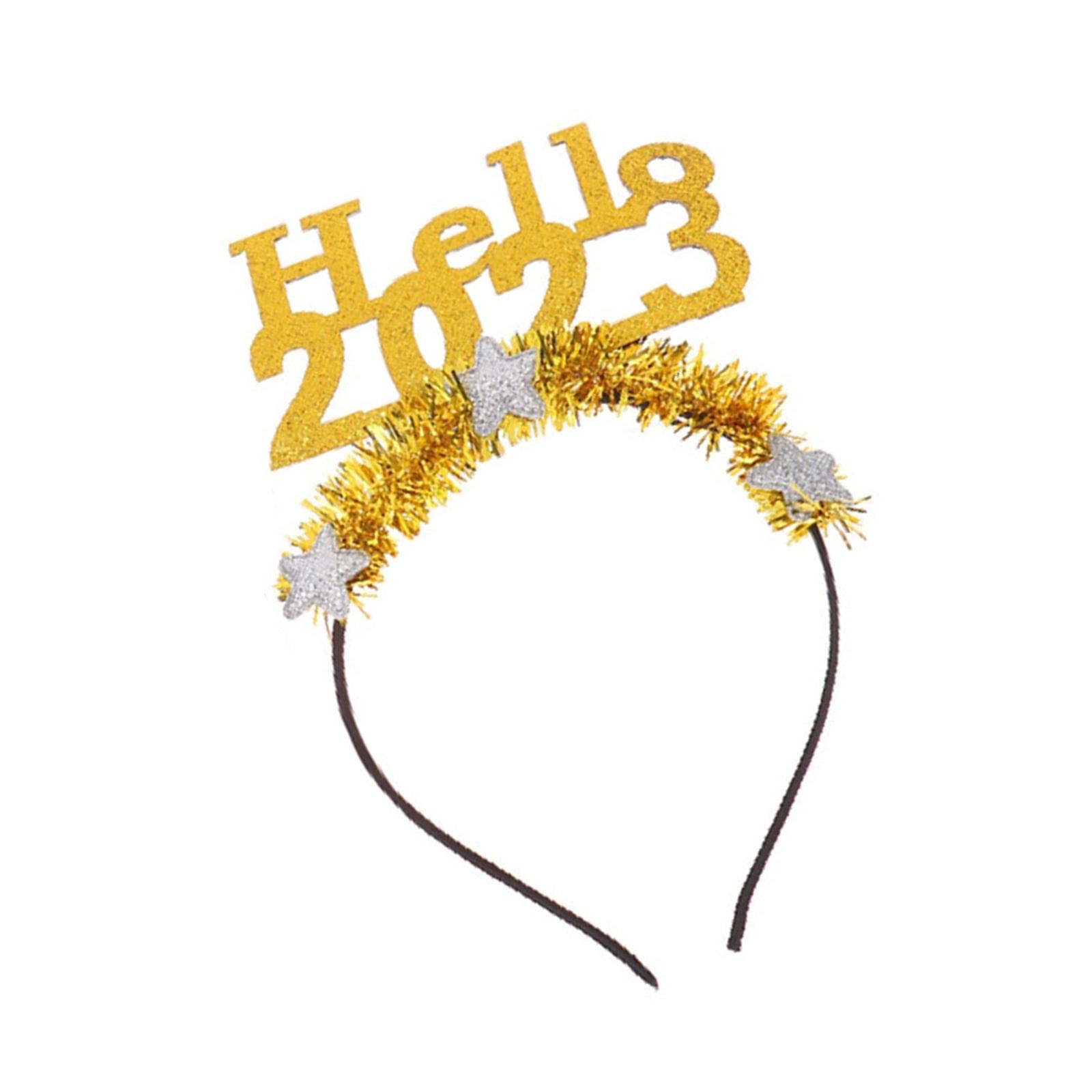 Happy New Year Headband Party Hair Accessory Hair Hoop for Women Man Kids Aureate-image-15
