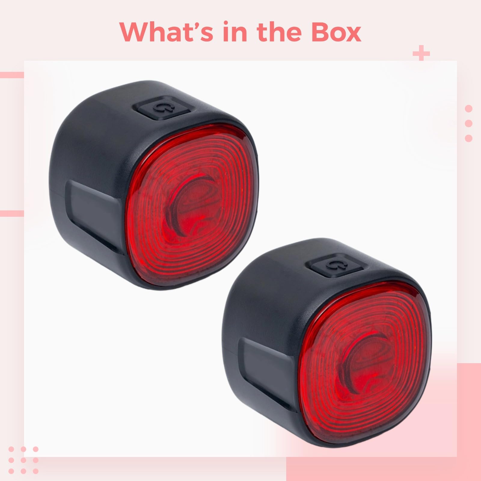 2 luci posteriori per bicicletta, sensore di freno, luce posteriore intelligente, ricaricabile tramite USB C, grandangolo a 260°, 6 modalità di illuminazione, perline COB, impermeabilità IP66, per