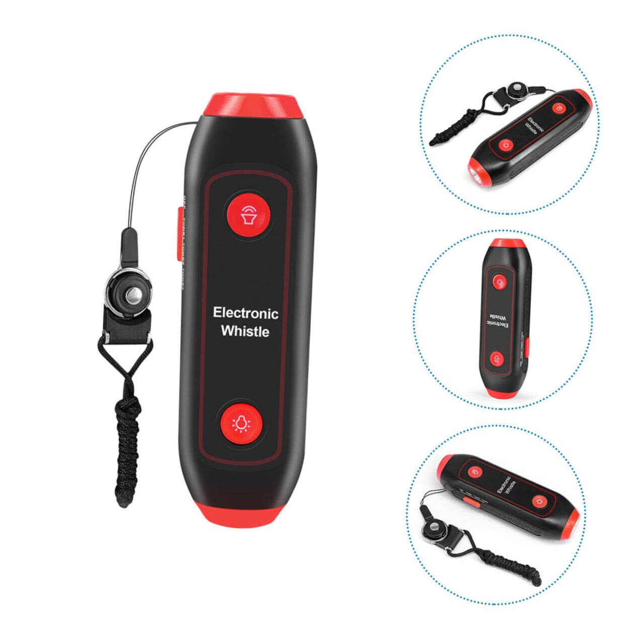 Baluue 2 Fischietti Elettronici Multiuso A 3 Toni 3 Pezzi con Cordino E Torcia per Insegnanti Sport E Emergenze.
