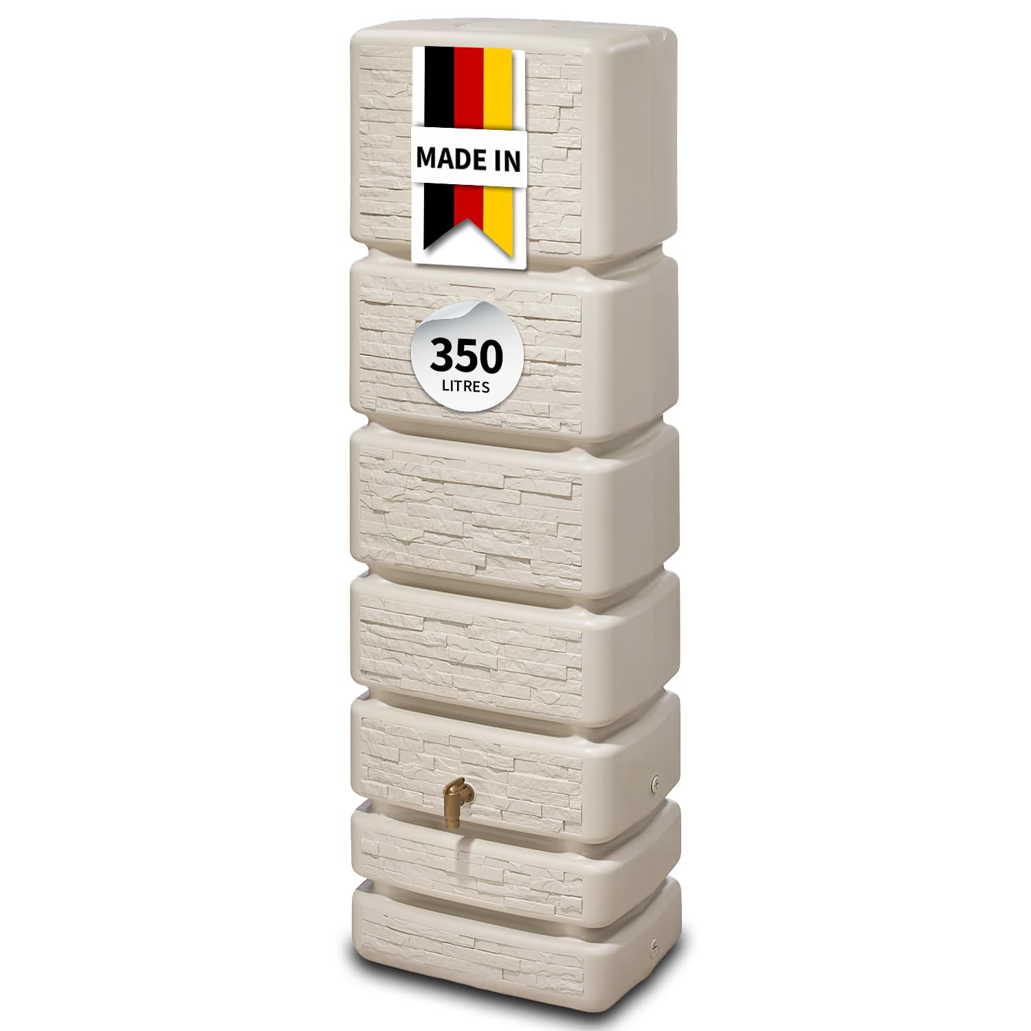 4rain Slim Stone Decor Récupérateur d'eau de Pluie 350 litres Sable Beige