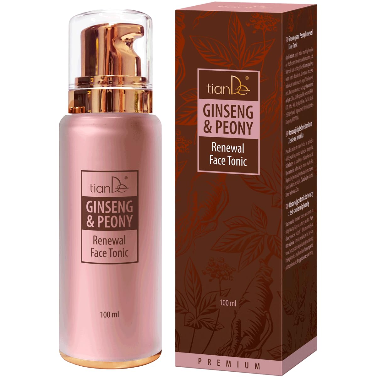 Tónico Facial Renovador de Ginseng y Peonía 100 ml | Contra signos del tiempo, Reduce el estrés, Uso facial, 100 ml