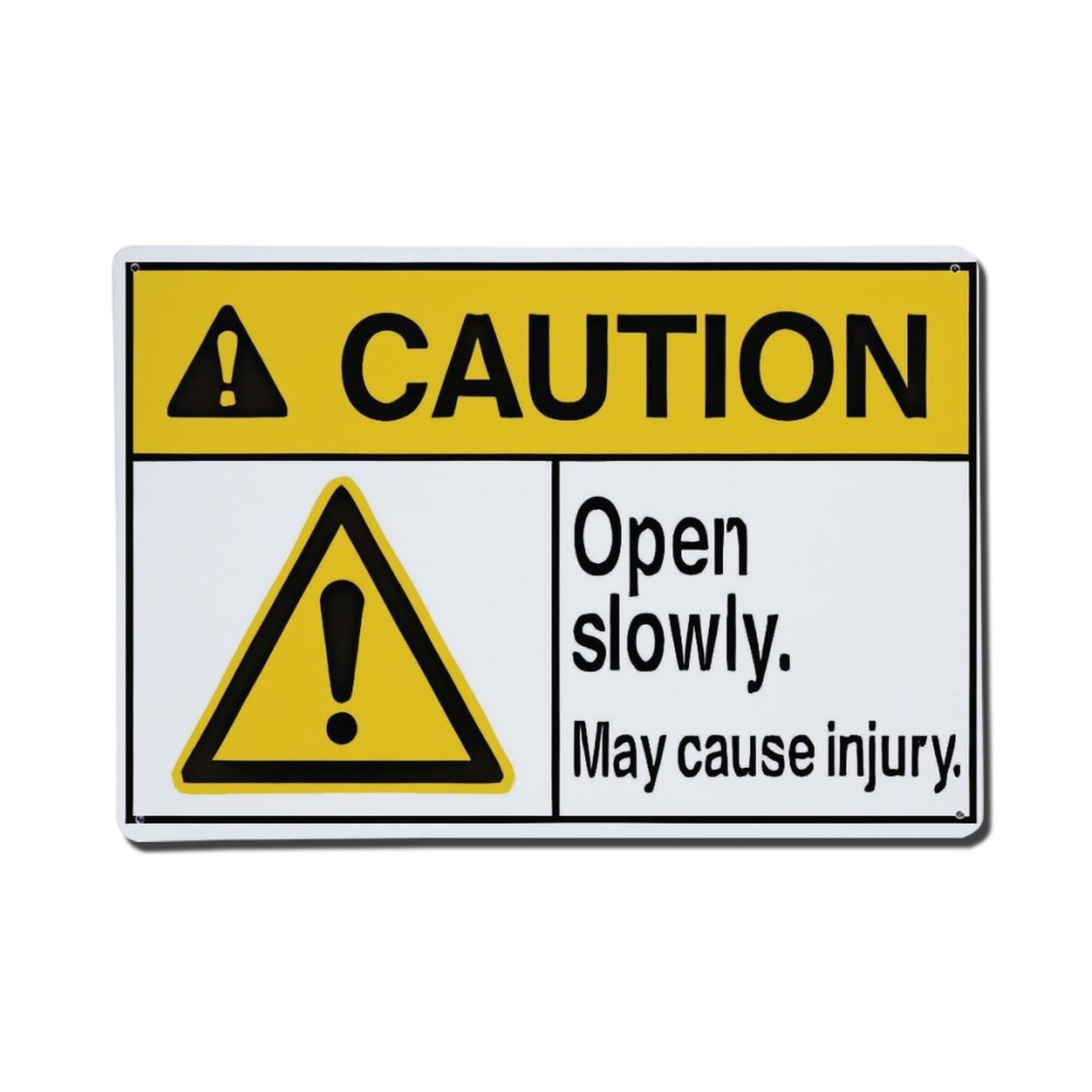 Ldfuieksufg Style Caution Open Slowly May Cause Injury Warning Sign Vintage Aluminium Metal Sign, Retro Wall Decor For Home, Bar, Garage & Farmhouse 20X30cm