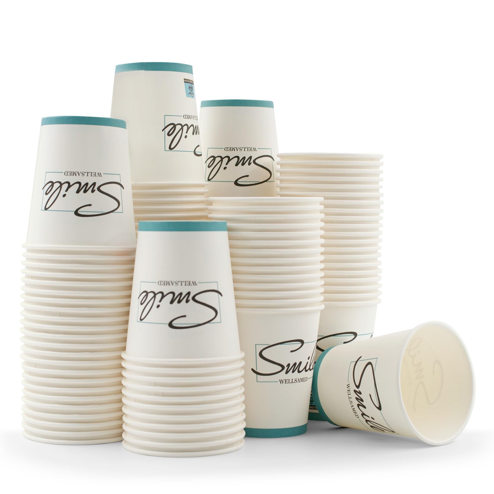 Wellsamed WELLSACUP Papieren bekers, 180 ml, donkerblauw, geschikt voor warme en koude dranken, coffee-to-go, business, evenementen, feesten, 100 stuks, donkerblauw