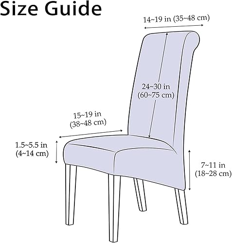 Miniatura 5 de Juego de 6 fundas de terciopelo para sillas con respaldo alto, fundas elásticas para silla, lavables, extraíbles y lavables, fundas de asiento para