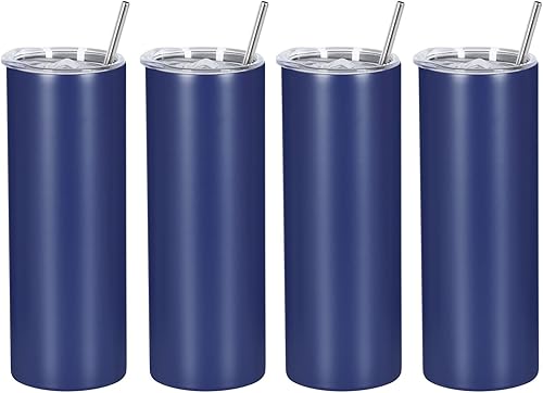 Miniatura 7 de Wzaytia Paquete de 4 vasos rectos y delgados de 20 onzas, en caja de regalo individual, de acero inoxidable, a granel, vasos delgados de viaje de 20