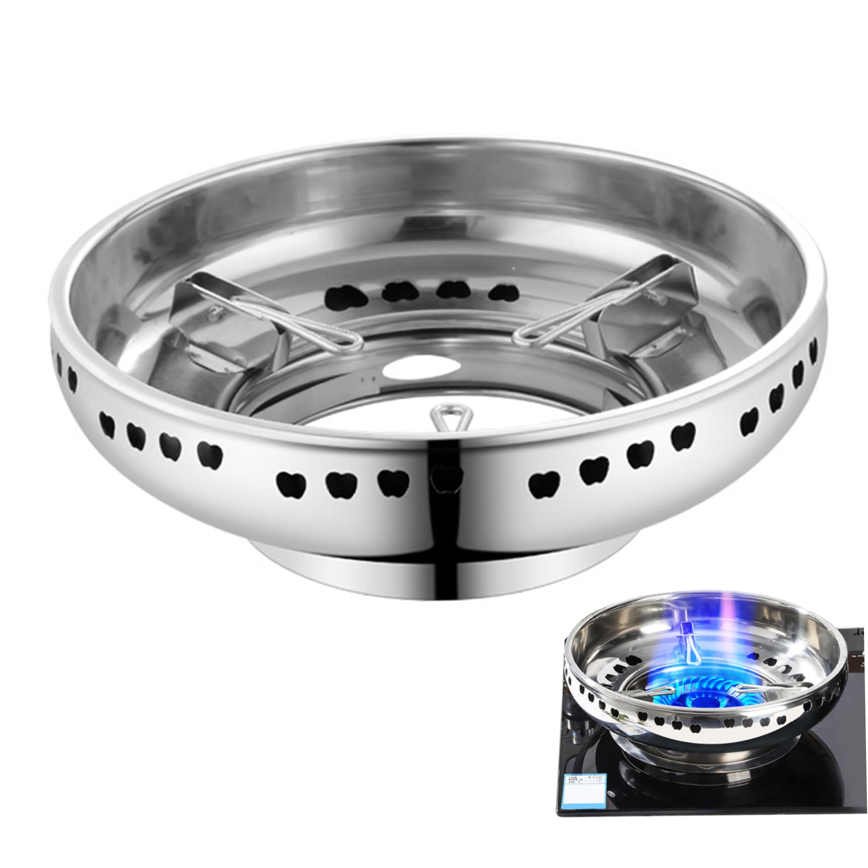 Tsawntd Stove Pan Support Stainless Steel double Design Wok Stand for Gas Hob Windproof and Gather Fire Stove Pan Stand for Gas Accessories Support for Hob Wok Ring