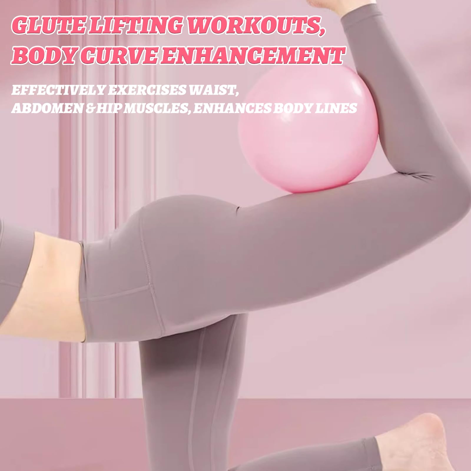 6 Pièces Kit Pilates Maison Accessoire Pilates Femme Kit: Yoga Ball, Resistance Bands, Pilate Ring, Yoga Band pour l'Entraînement à Domicile et en Studio (Rose)