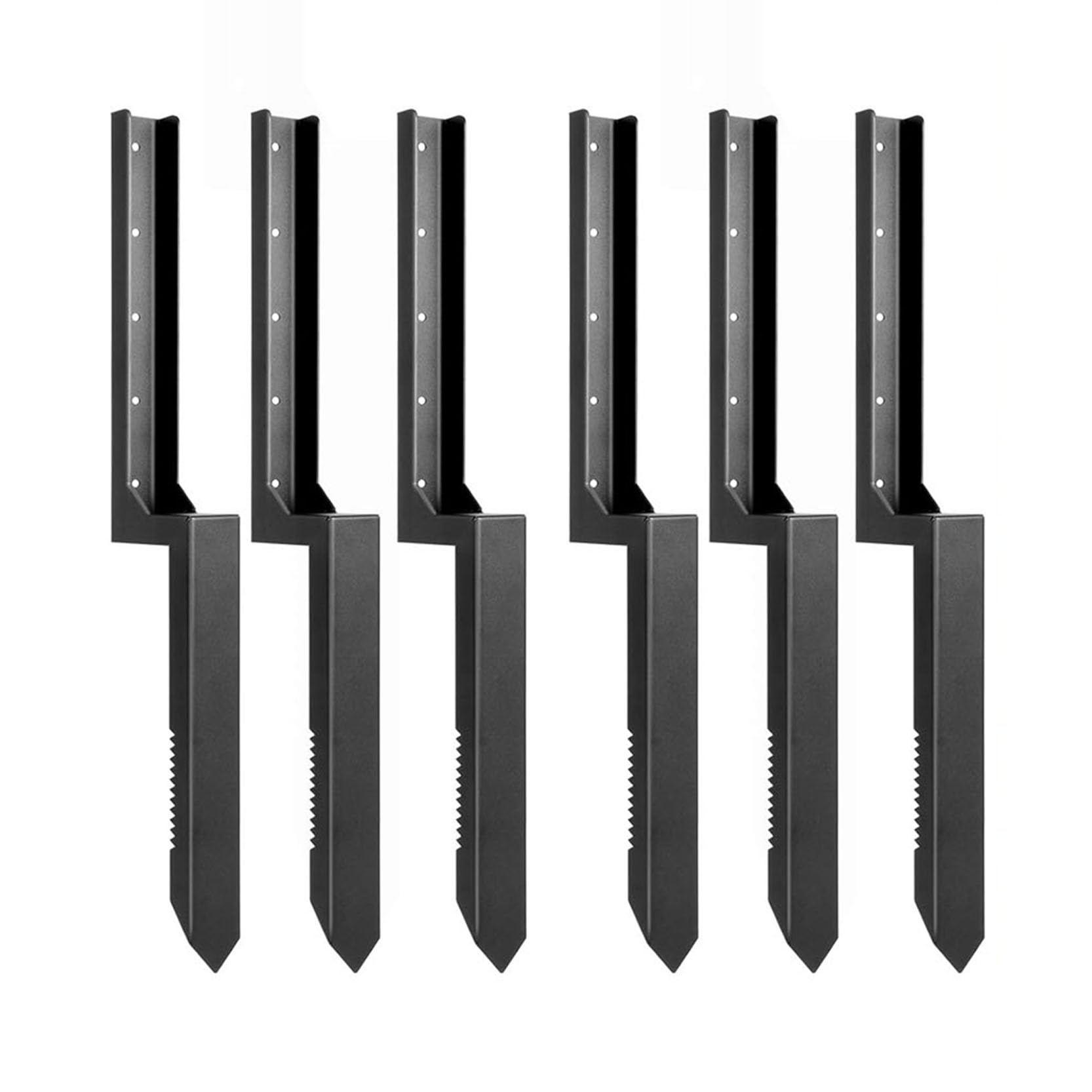 LQSYBHD Heavy Duty Steel Fence Post Repair Stake with Serrated Edge 31.5in, Fence Post Repair Kit Ground Spike Anchor for Tilted or Broken Wooden Posts Fence Post Anchor(Size:6pcs)