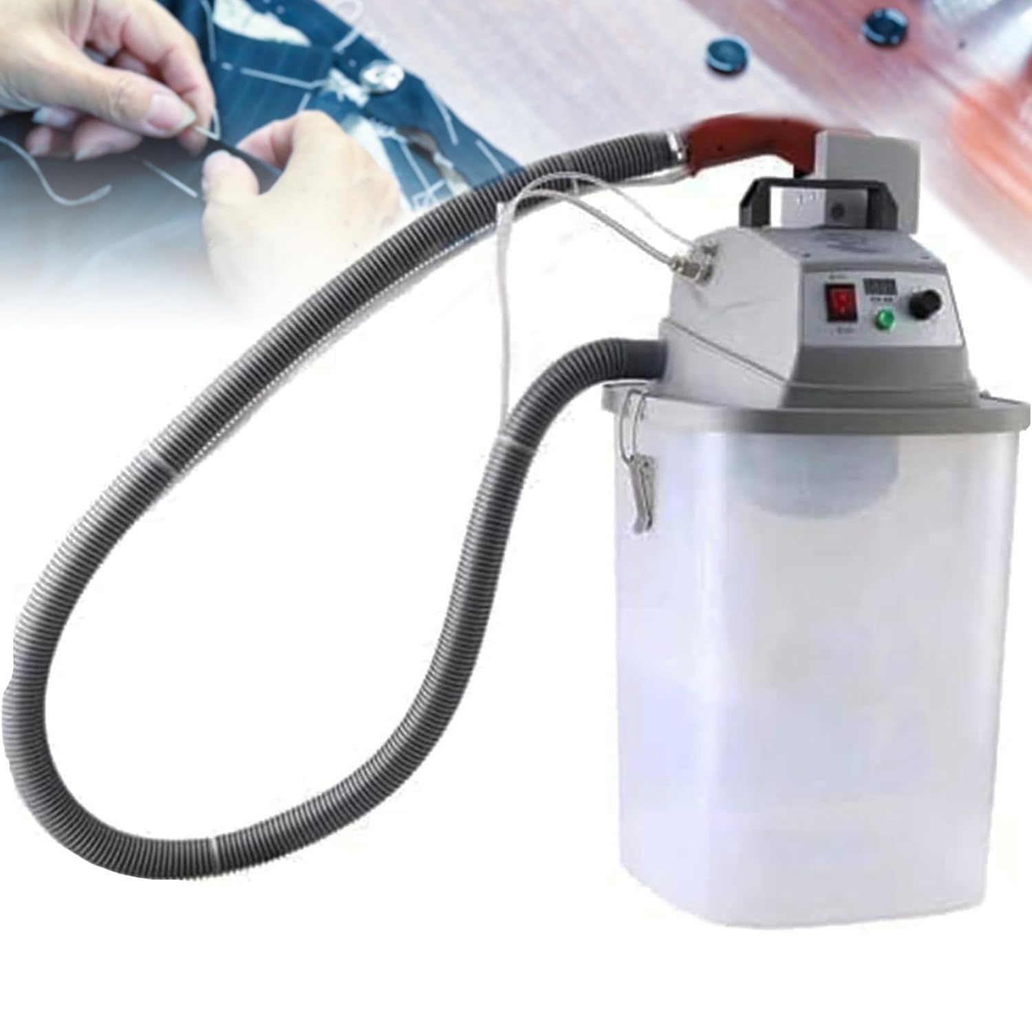 JXYQ Electric Brushless Fabric Thread Trimming Machine, 330W Low Noise Motor, 30L Storage Bucket, 28000rpm Stepless Speed Regulation for Garment Factories & Sewing Workshops