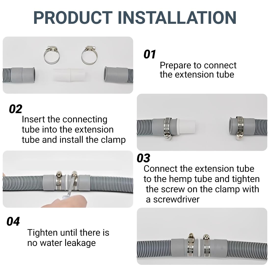 Manguera Desague Lavadora, Tubo Desagüe universal Lavavajillas, juego de extensión, con conector y abrazaderas, para Lavadora y Secadora, Aparatos de Aire Acondicionado, manguera de desagüe de 1.5M — view 3
