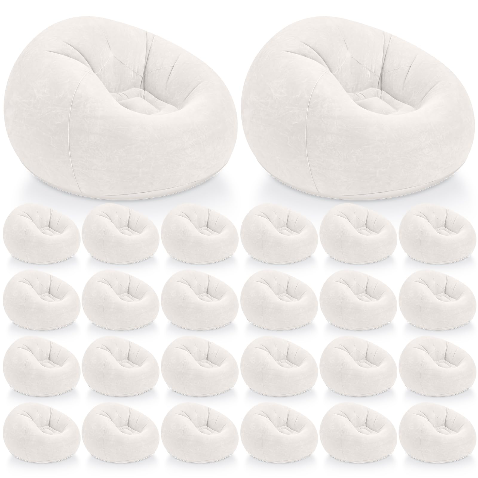 Realspring Inflatable Bean Bag Chairs,Beige,24 Pcs