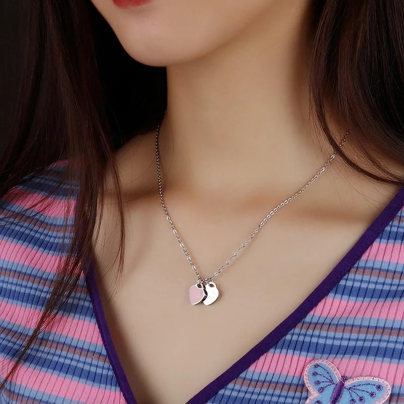 925 sterling Silver Double Heart Necklace - Two Heart Necklace with chain - 14K Yellow Gold Double Heart Pendant Necklace - Two Heart2