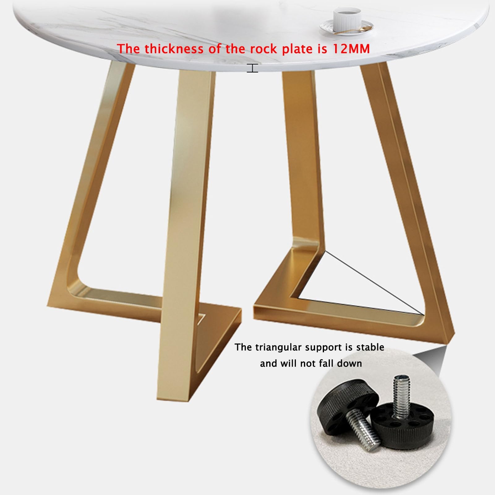 Juego de Comedor Redondo de 5 Piezas para Oficina o Sala de recepción, con Mesa de Comedor de 80 cm y 4 sillones de Cuero Azul.